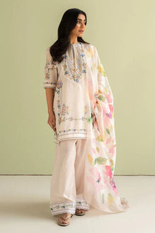 3 Piece Digital Printed Lawn Shirt with Silk Dupatta V423