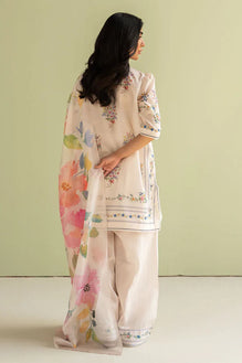 3 Piece Digital Printed Lawn Shirt with Silk Dupatta V423