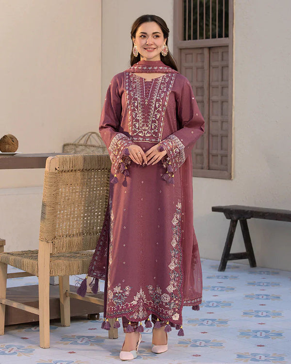 Dhanak-3PC Embroidered Shirt with chiffion Embroidered Dupatta V1321