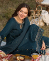 Dhanak-3PC Embroidered Shirt with Organza Sequence Embroidered Dupatta V1350