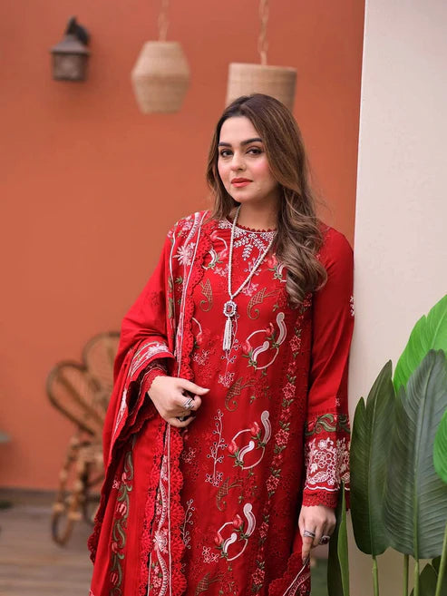 Lawn Unstitched Embroidered Collection with Chiffion Embroidered Dupatta V715