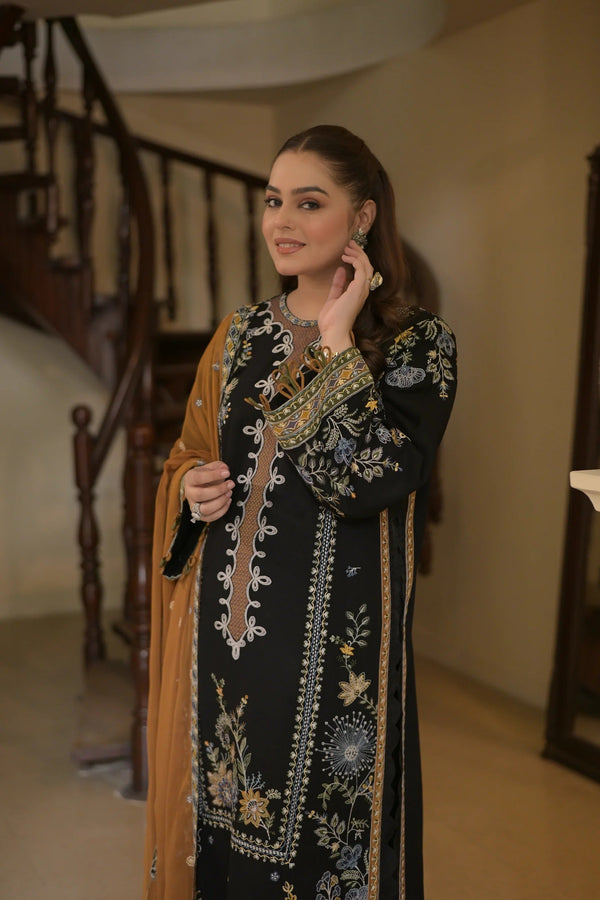 Aneelas Unstitched Luxury Dhanak Emb Shirt Trouser 3pc V43
