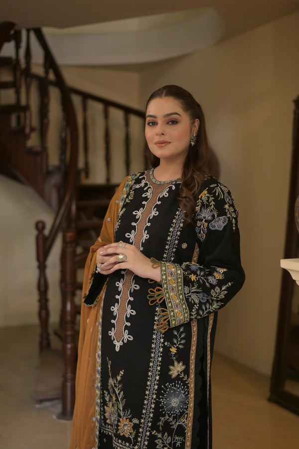 Aneelas Unstitched Luxury Dhanak Emb Shirt Trouser 3pc V43