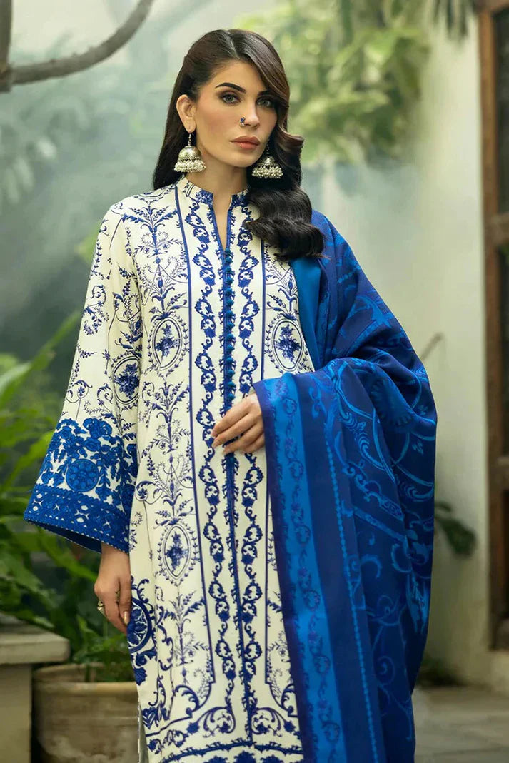 Unstitched 3 Pcs Digital Printed Lawn Suit with Printed Lawn Dupatta V424