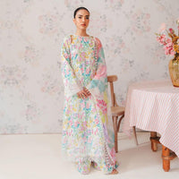 3 Pcs Digital Printed Lawn Shirt Trouser and Dupatta with Embroidered Patches V70