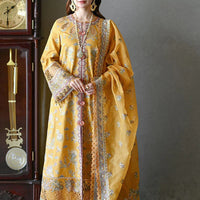 3 Piece Embroidered Lawn Shirt with Embroidered Organza Duppata V2510