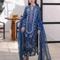 3 Piece Embroidered Lawn Shirt with Embroidered Organza Dupatta V2545