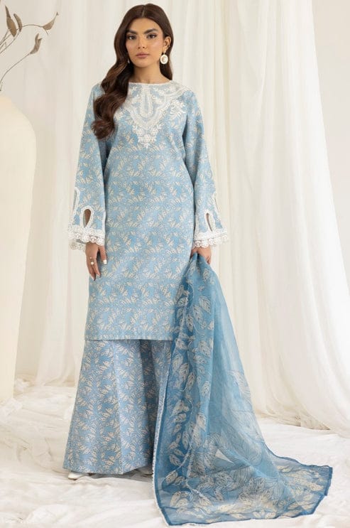 Unstitched 3 Pcs Digital Printed And Embroidered Lawn Suit With Silk Dupatta V442