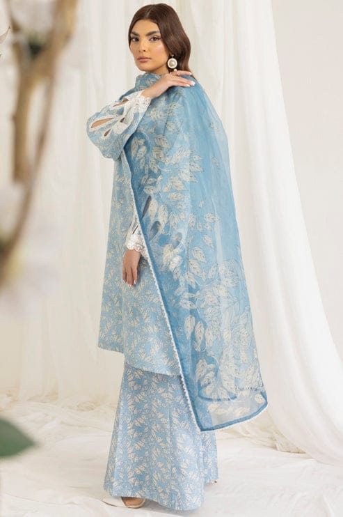 Unstitched 3 Pcs Digital Printed And Embroidered Lawn Suit With Silk Dupatta V442