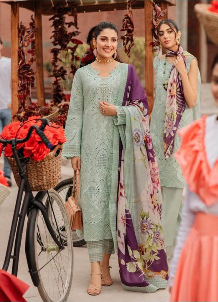 Digital Printed Lawn Shirt with Patch Digital Printed Lawn trouser with Patch  Digital Printed Chiffon Dupatta V501