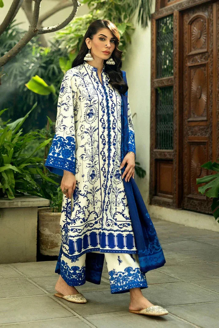 Unstitched 3 Pcs Digital Printed Lawn Suit with Printed Lawn Dupatta V424