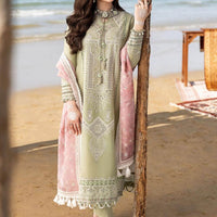3 Piece Embroidered Lawn Shirt with Printed Organza Dupatta V10