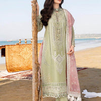 3 Piece Embroidered Lawn Shirt with Printed Organza Dupatta V10